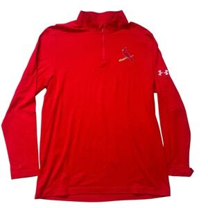 Under Armour St. Louis Cardinals Red Long Sleeve, 3/4 Zip Pullover Large